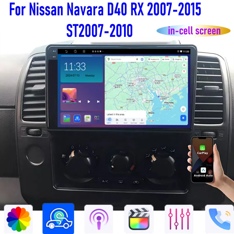 

9" For Nissan Navara D40 RX 2007-2015 ST 2007-2010 Apple Wireless Carplay Android 13 Auto Car Stereo Radio Head Unit GPS WIFI