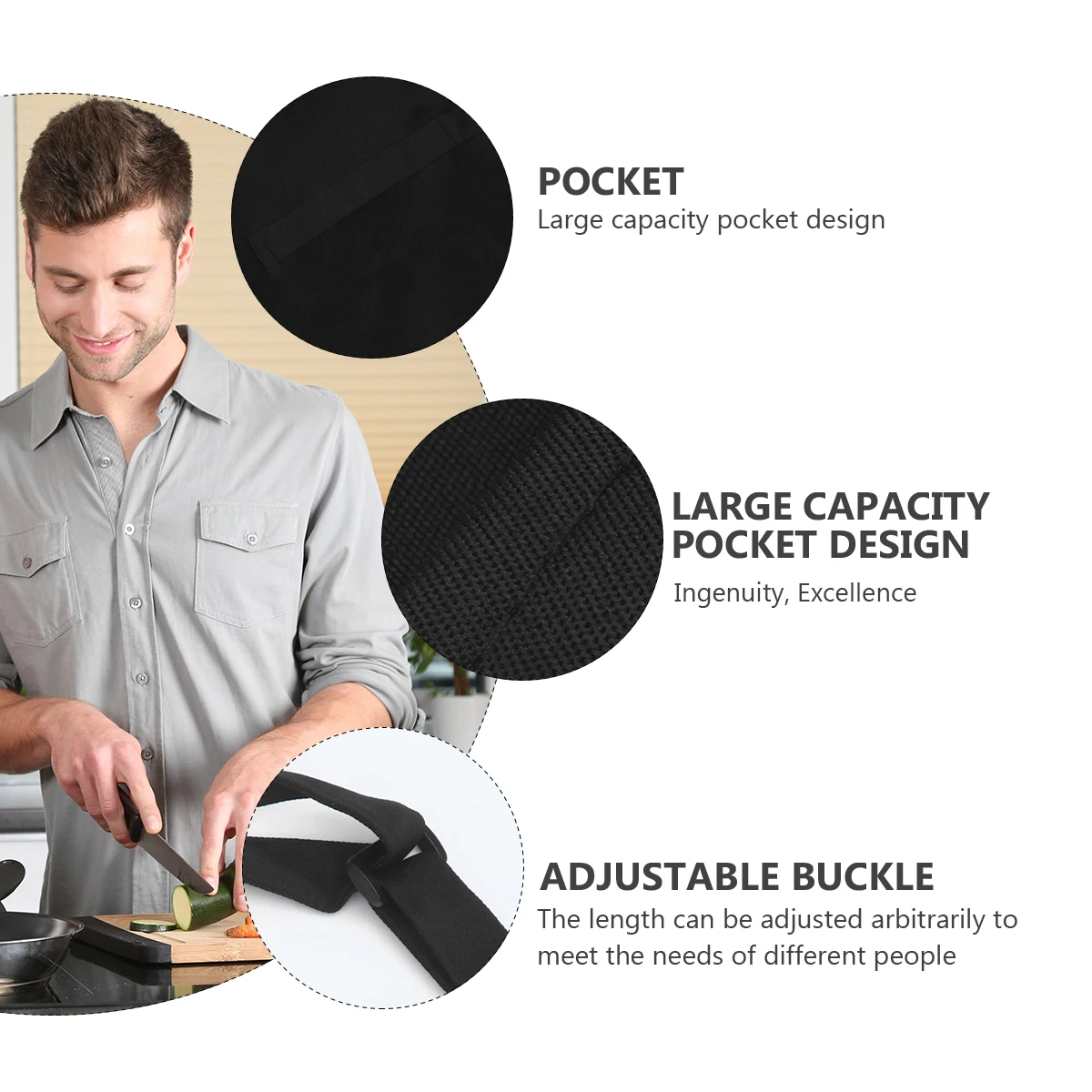 

3 Pcs Waterproof Apron Black Adjustable Hairdresser Serving for Kitchen Cafe Sleeveless