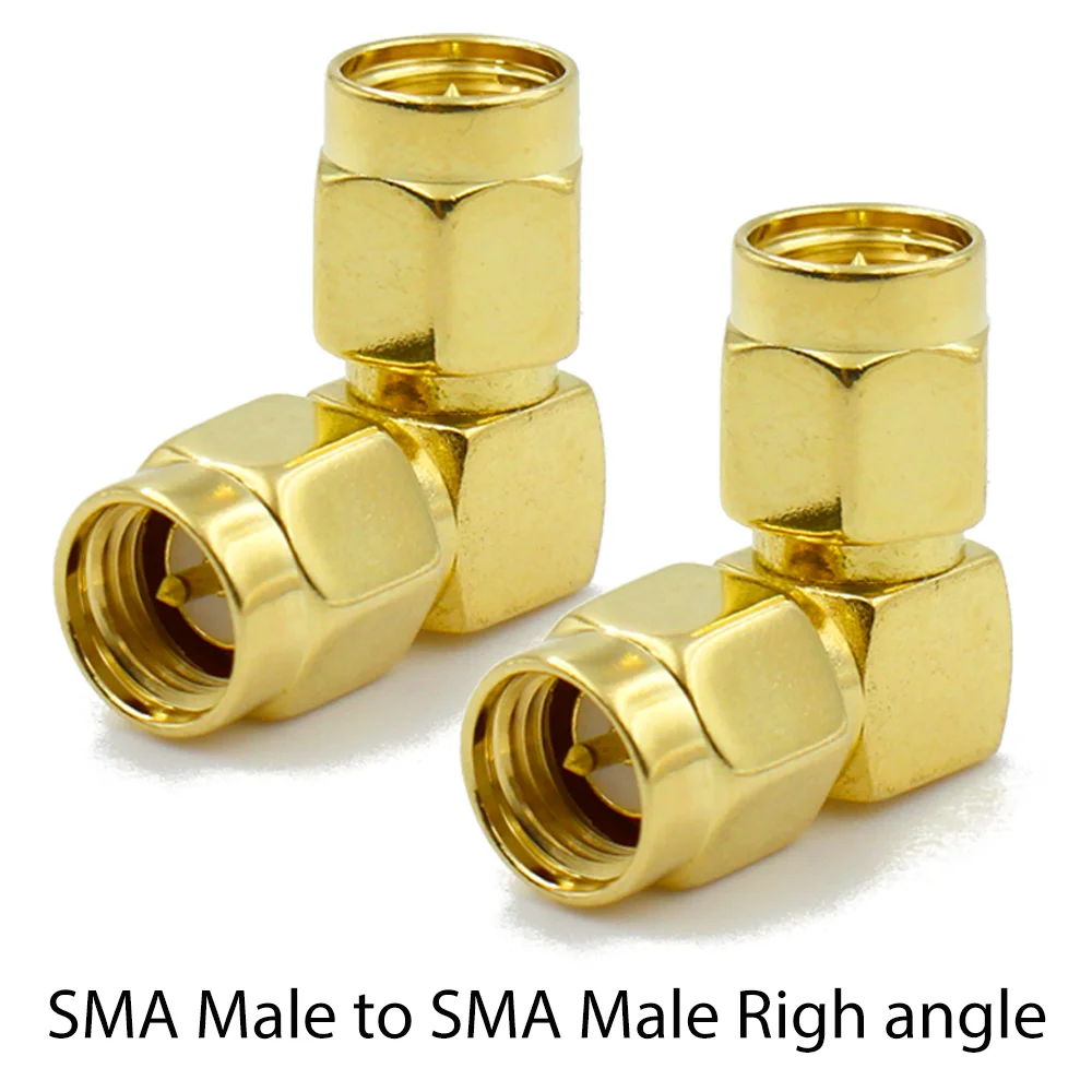 موصل SMA إلى SMA ذكر الكوع محول 90 درجة محول محوري الزاوية اليمنى موصل محول لواي فاي هوائي FPV