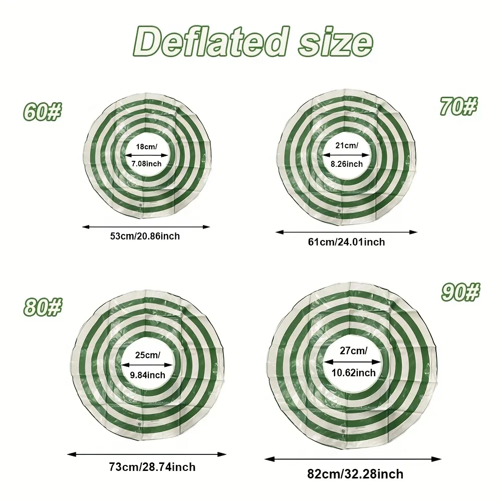 1pc Lifeguard-Style Green & White Striped Inflatable Swim Ring - Durable PVC, Perfect for Pool & Beach Fun, Beach Accessories|Pl