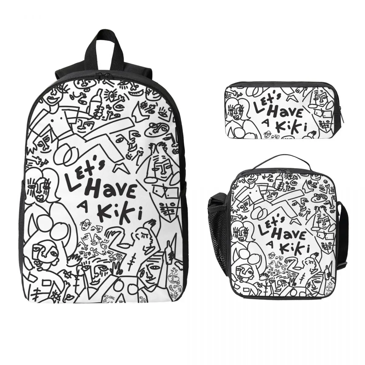 

Let's Have A Kiki - Рюкзак LGBTQ Студенческая сумка для книг Школьная сумка Компьютерные сумки на плечо Изолированная сумка для обеда 3 шт. Пенал