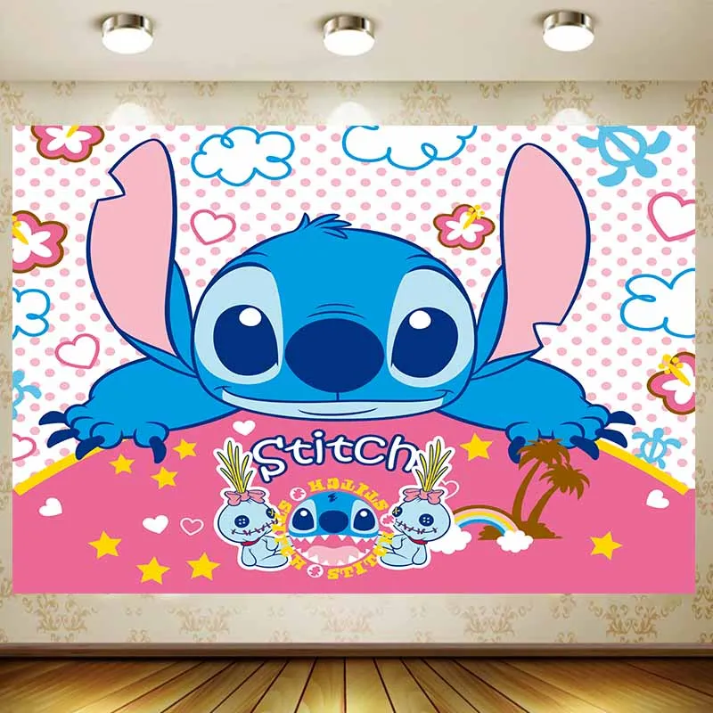 

Lilo&Stitch Background Boy girl Birthday Party Supplies Banner Festival Supply Room Decor backdrop baby shower