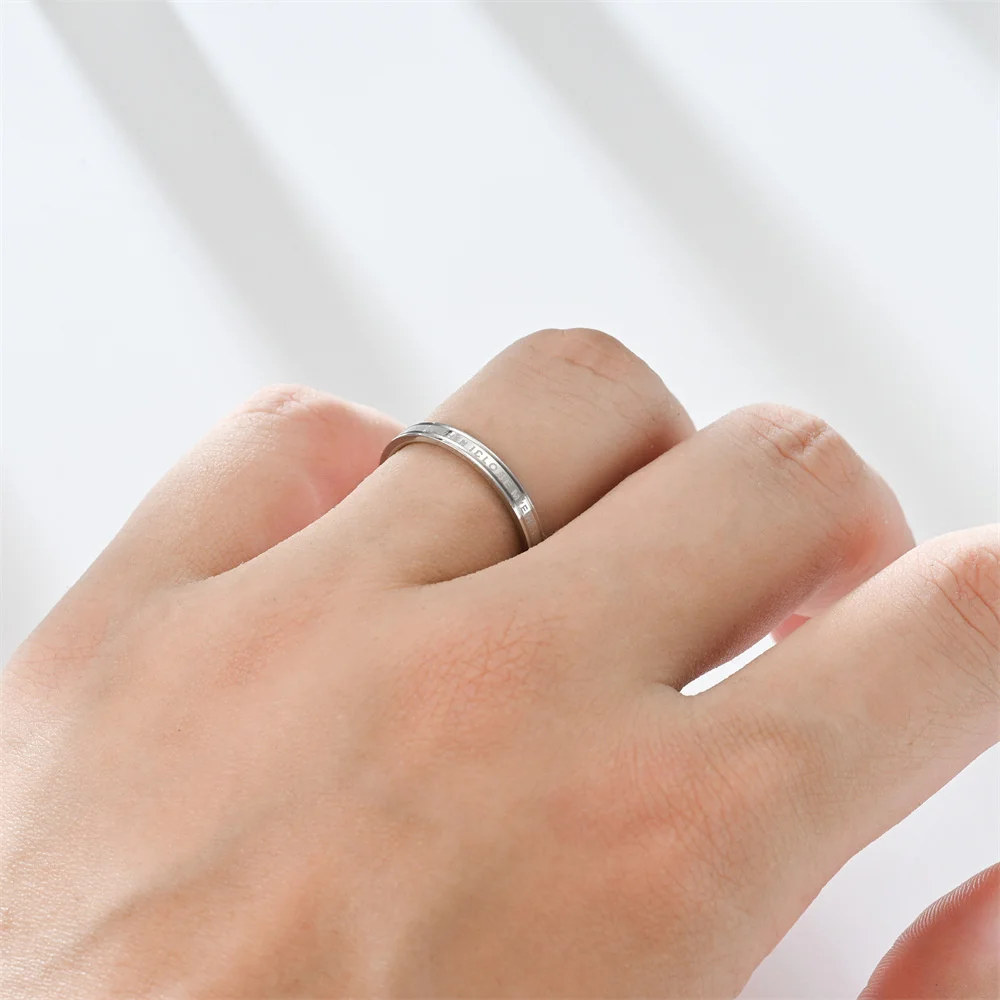 2mm Thin Couple Ring Gold Silver Color Titanium Stainless Steel I Feel You Letter Lover Rings for Woman Man Jewelry anello 2026