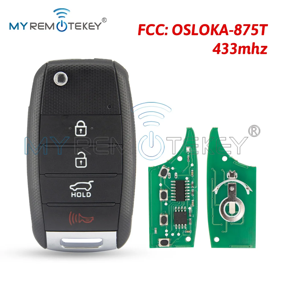 

MYREMOTEKEY Remote Head Key Flip Folding Smart Key Replacement for 2019-2021 Kia Sedona FCC TQ8-RKE-4F19 434Mhz 3+1 Buttons