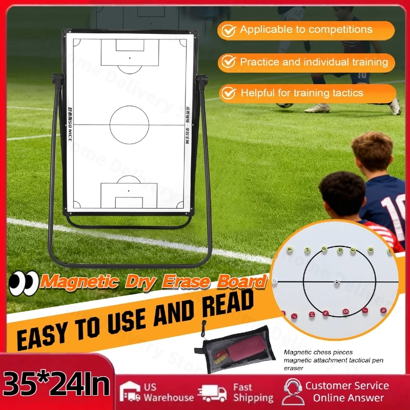 

35x24in Soccer Coaching Standing Board Coaches Clipboard Tactical Magnetic Board Kit with Dry Erase, Marker Pen and Zipper Bag