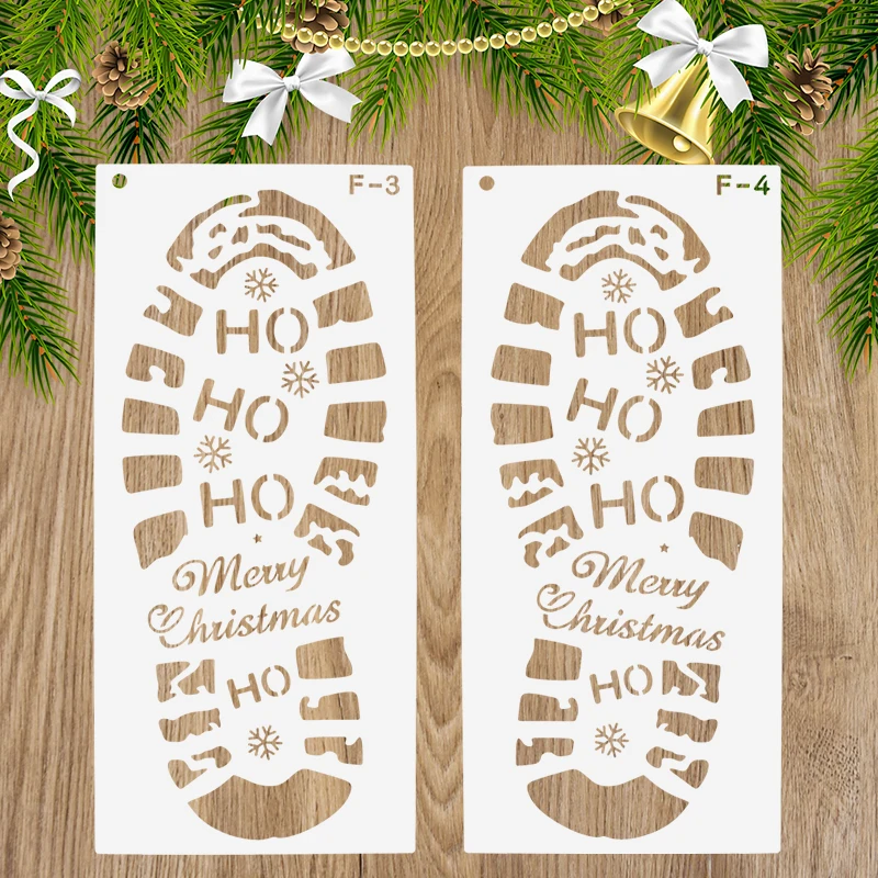 Christmas Snowflakes Shoe Print DIY Layering Template Wall Painting Coloring Embossing Decorative Template Xmas Home Party Decor