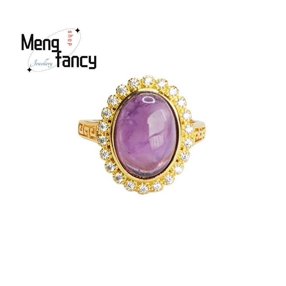 Natürlicher Amethyst exquisiter Ring lila gefärbter Edelstein Bestseller Hochzeit Souvenir hochwertige elegante Mode Luxus schmuck