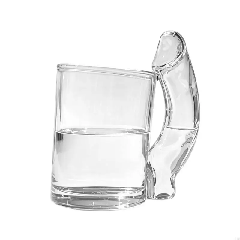 Clear Glass Beverage Cup, Single Serving Piece with Side Profile Detail for Cold Beverages, Party Table Use, Shelf Display, 37JD
