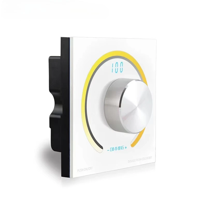 K2 DC 12V 24v Digital Display Warm White LED Light Dimmable Color Temperature LED Dimmer Controller with Rotary Knob