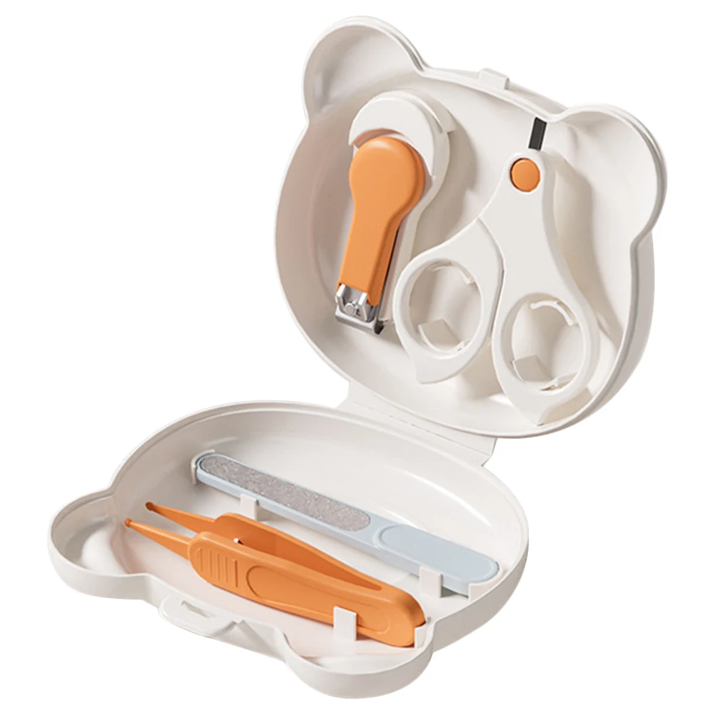 4 pezzi Set per la cura del bambino Tagliaunghie ergonomico per neonati Bambini Kit per toelettatura per bambini in plastica resistente portatile in acciaio inossidabile