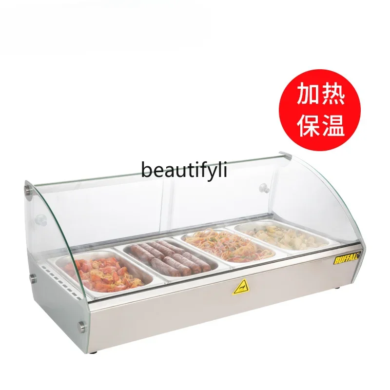 A61 Food Heating Heated Display Cabinet Heating Furnace Commercial Horizontal Glass Display Hot Dishes Thermostatic Cabinet