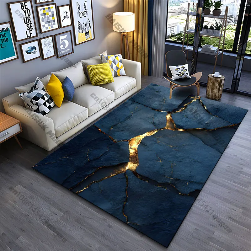 Cracked texture glowing gold carpet Yoga living room room decor children's crawling mat doormat area rug games mat