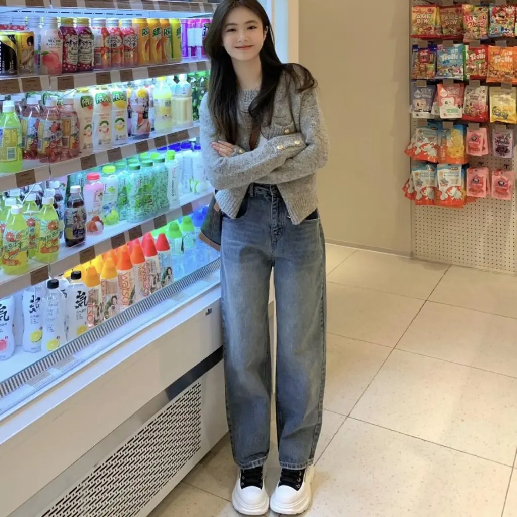 

Inspired Grey Knitted Cardigan Jacket Women's Loose Fit Waxy Soft Sweater Spring Autumn High-End Lazy Style