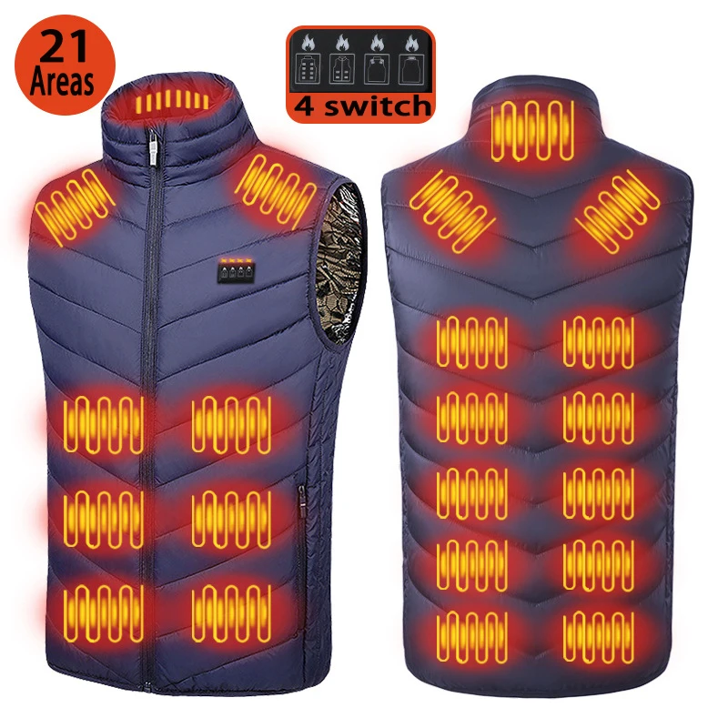 TODWARM Chaleco calefactor Chaqueta azul para hombre Chaqueta calefactable de invierno para mujer Chaleco térmico Calentador Chaqueta deportiva al aire libre
