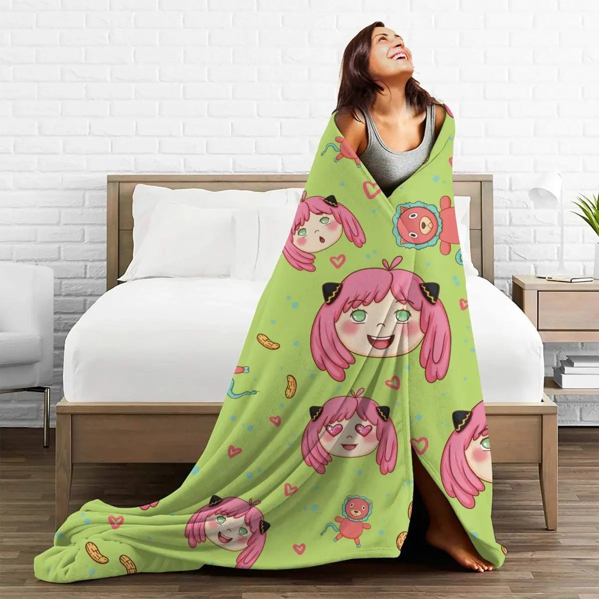 Spy X Family Anya Forger Blanket Fleece All Season Anime Portable Super Warm Throw Blankets for Home Bedroom Bedding Throws