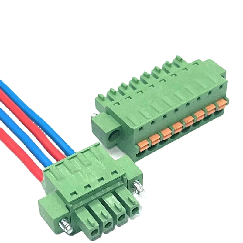 5sets Through-wall terminal block 15EDGWC-3.81 with KDM spring plug plug-in screw with ear flange