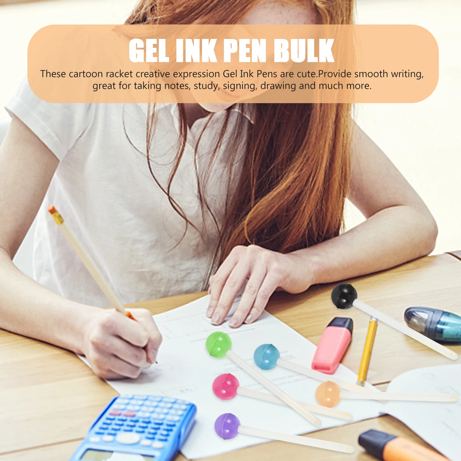 

6 Pcs Pens Lollipop Stationery Gel Ink Cute Liquid Refill Cartoon Student