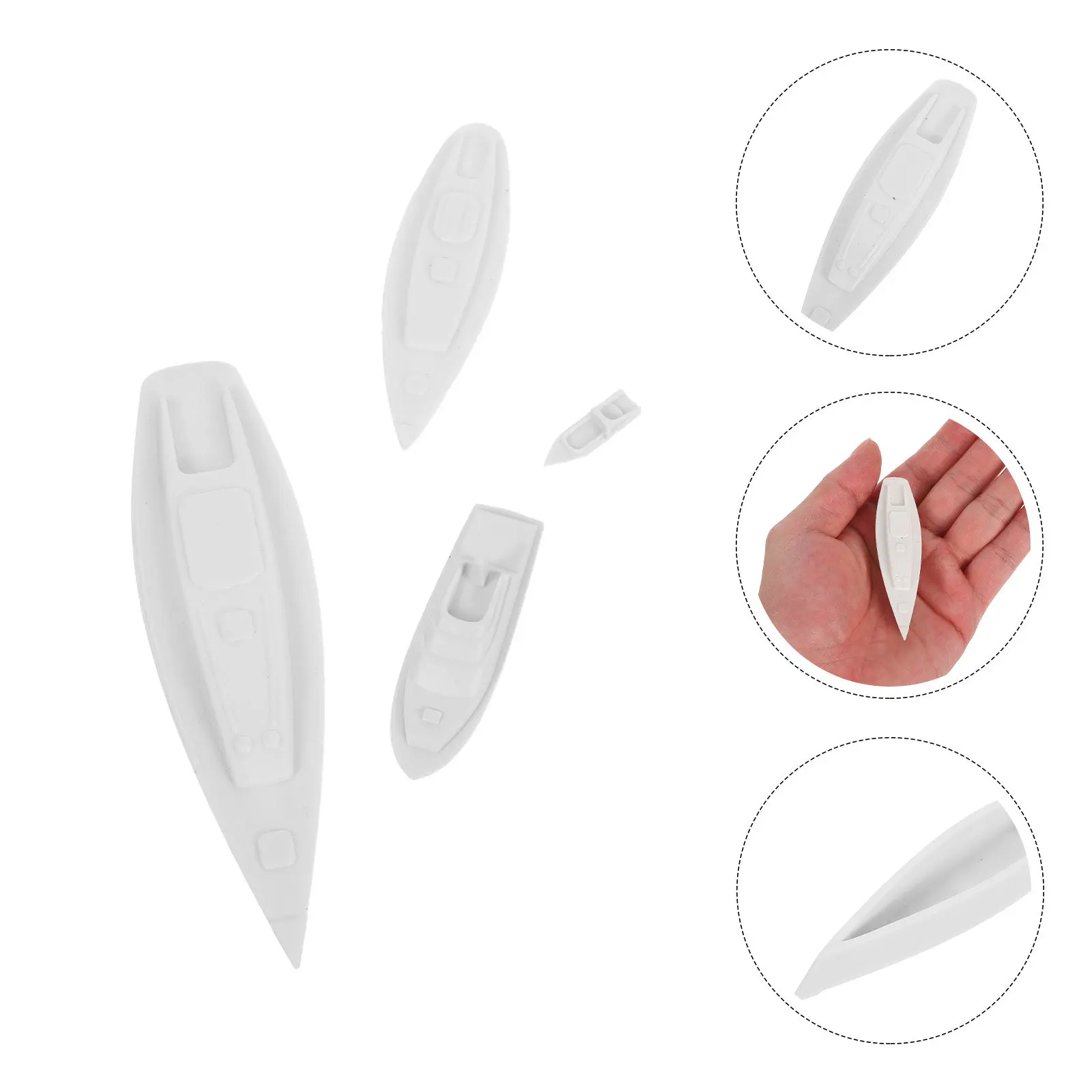 

4Pcs Compact White Plastic Mini Sailboat for Miniature Scene Decor Fairy Garden Sand Table Beach Theme Nautical Desktop