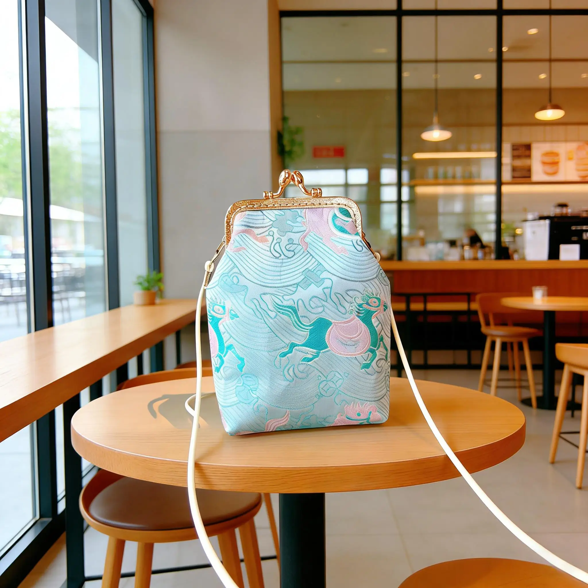 

Silk Embroidery Crossbody Bag Kisslock Designer Horse Pattern Messenger Bag Chinese Stylish Cloth Bags Women's Shoulder Bag