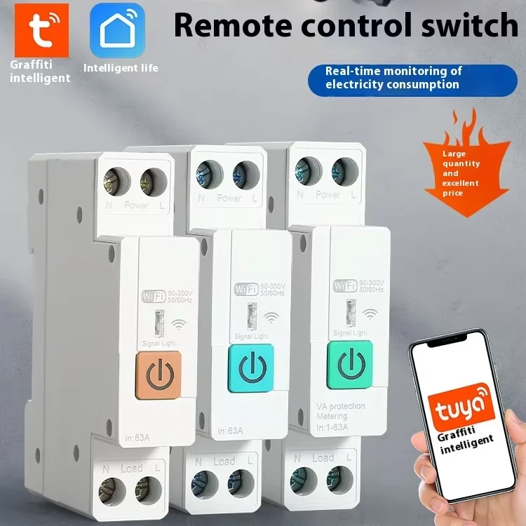 5pcs Mi Home App Compatible Wireless Connectivity Wireless Timer Remote Switch Smart Circuit Breaker Mobile Remote Control 63A