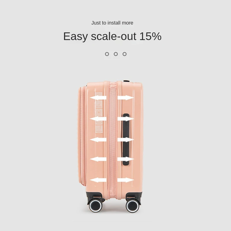 20/24/26 inch Front Opening Travel Suitcase PC Luggage Multifunctional Laptop Trolley Case Universal Wheel Cabin Boarding Box