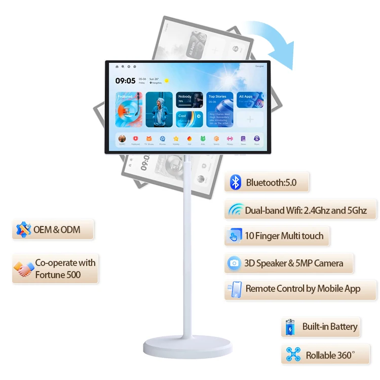 

32 Inch Rollable Android TV Monitor Retractable Stand by Me Design