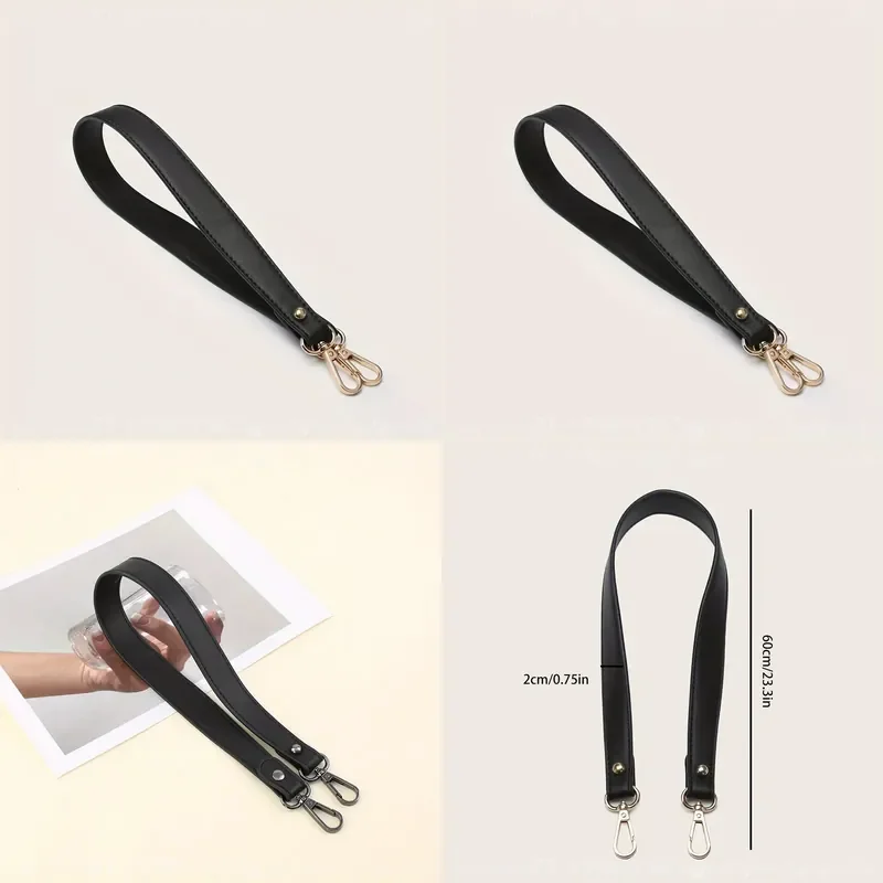 1pc Classic Black 60mm Replacement Shoulder Strap for Women Underarm Bags Smooth Finish Metal Clasps Durable Stylish Purse