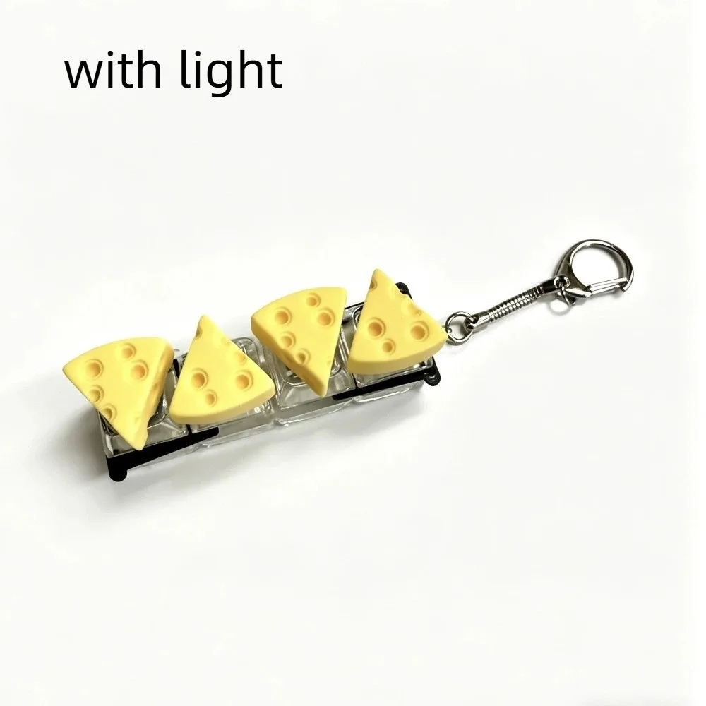 Pressable 4 Key Mechanical Keychain Finger Button Dessert Shape Food Miniature Fidget Keycap Simulation Food with Hook