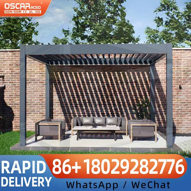 Outdoor Electric Retractable Canopy Awning System with Aluminum Alloy Frame and Powder Coated PVC Sail Foldable for Garden Patio