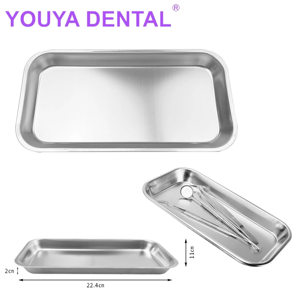 

Stainless Steel Dental Instrument Tools Placement Storage Tray Surgical Plate Disinfection Rectangular Dish Dentist Accessory