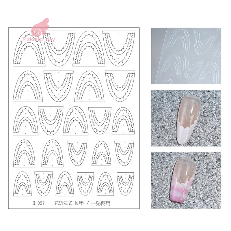 

French Manicure Stickers Nail Art Hollow Stencil Guides Sticker DIY Line Tips Decoration Tool Self-Adhesive