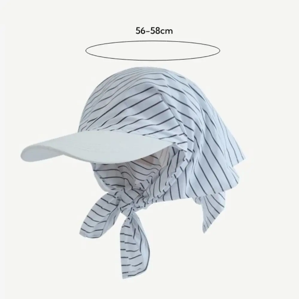 New Color Matching Striped Headscarf Caps UV Protection Cotton Sunscreen Hat Quick Drying Breathable Sun Hat