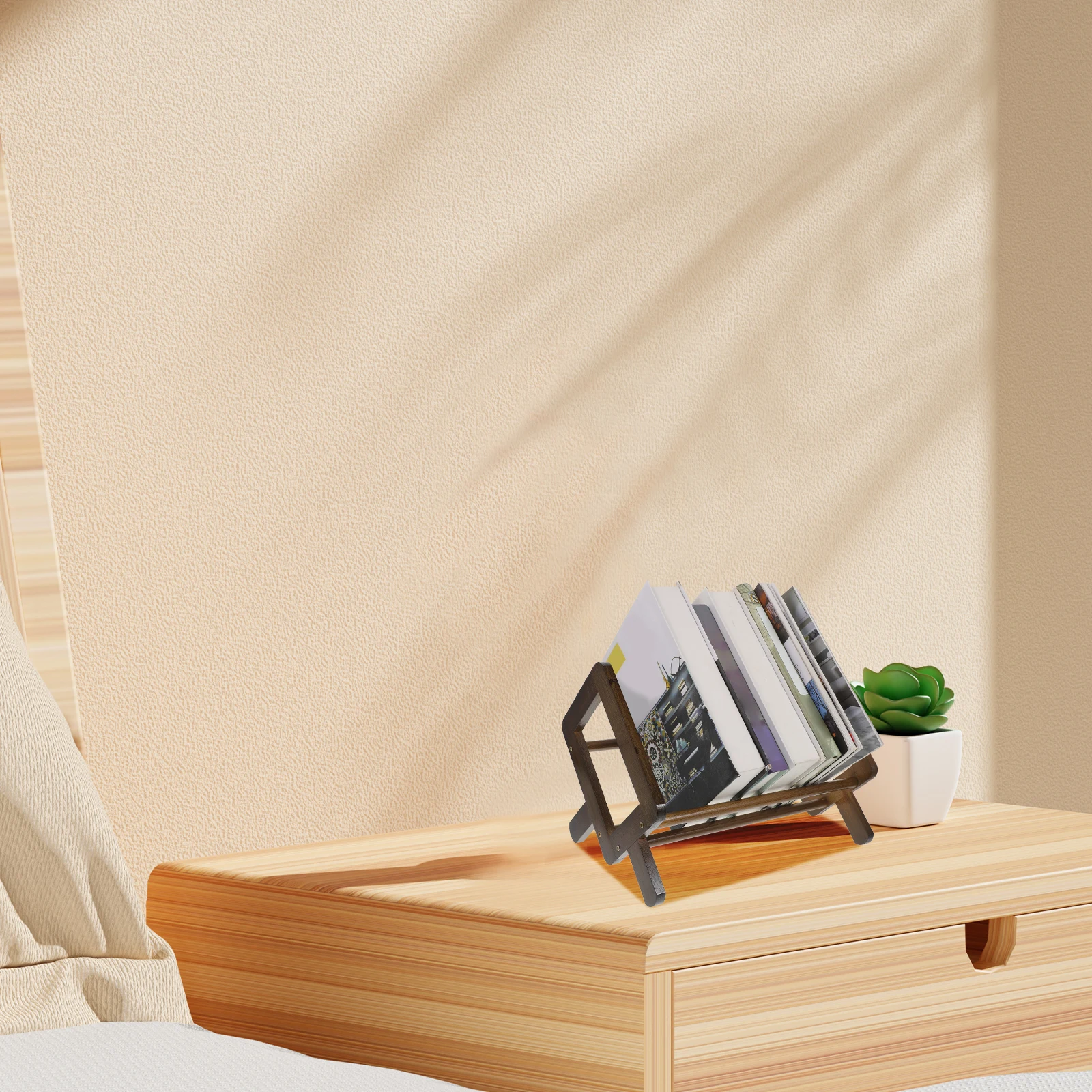 

Desk Bookshelf Storage Rack Chicken Wing Wood Color Magazine Shelf Book ganizer For Desk Sturdy Material Not Easy Deformation