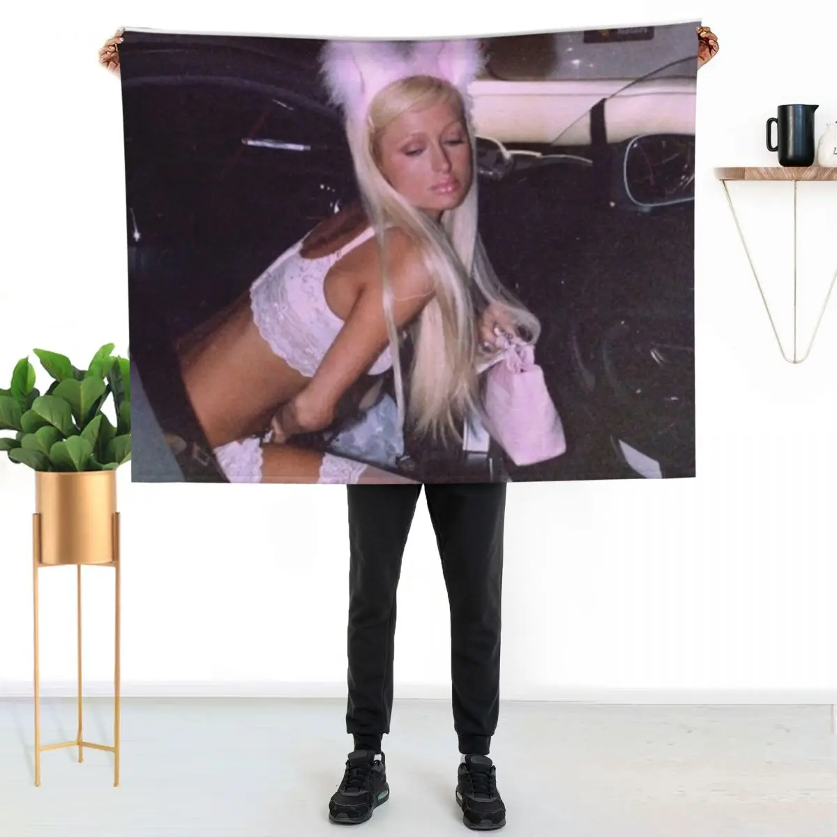 

Bunny Paris Hilton Throw Blanket Shaggy Furry Soft Blanket for Bedroom Living Room