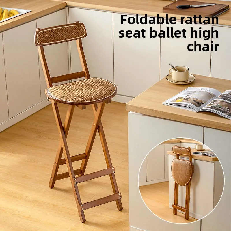 

Новая модель складного барного стула из ротанга, высокий стул для дома, кухонный барный стул, мягкий стул для столовой.