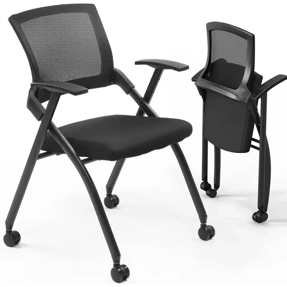 Stackable Conference Chairs on Wheels with Ergonomic Design for Training Rooms and Events, Supports Up to 350lbs
