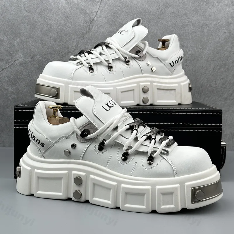 Men Shoes 2025 New Thick Soled Height Increasing Casual Shoes Popular Trend Niche Design Comfortable Non slip Platform sneakers