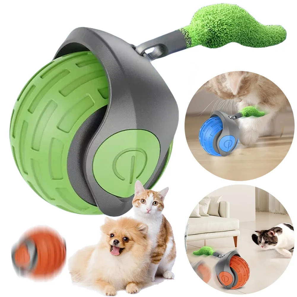 

Interactive Cat Toy Ball Automatic Rolling Ball USB Rechargeable Self Rotating Ball Funny Cat Toys for Indoor Cat Kitten Plush