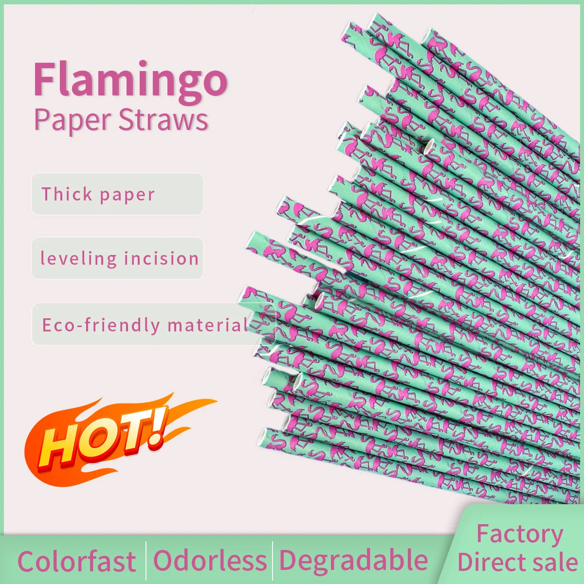 6*197MM Flamingo Disposable Drinking Paper Straws Rainbow for Birthday Wedding Christmas Party Event Supplies--10000 Pcs