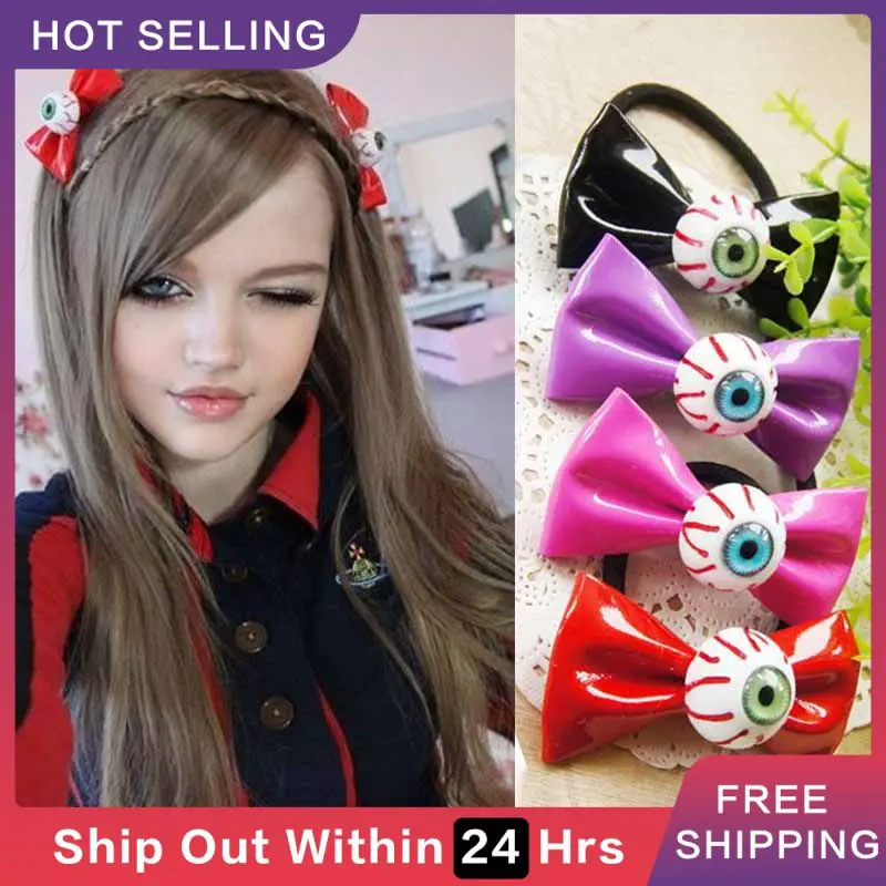 Women\'s Girls Hair Clip Eyeball Hair Clip Demon Punk Bow Hairpin Halloween Cosplay Hairpins Barrette Headwear Hair Accessories