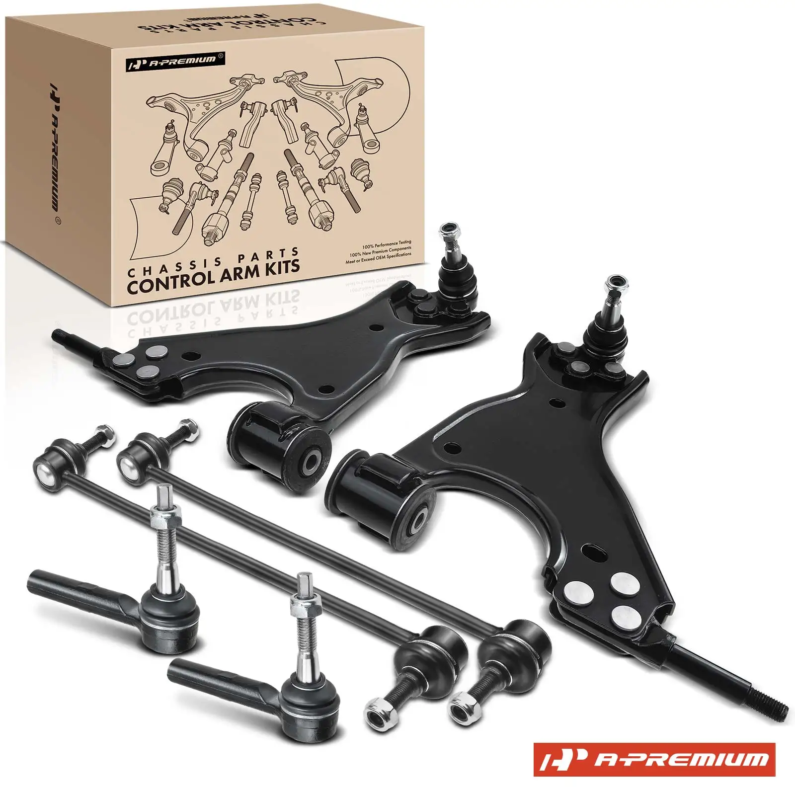 A-Premium 6x Front Lower Control Arm Tie Rod Ends for Chevrolet Traverse 2009-2017 GMC Acadia 2007-2016 Buick Enclave 2008-2017