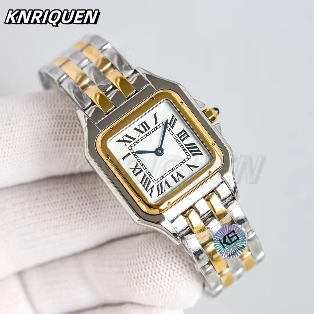 Top High KNRIQUEN Cartsri 27mm Fashion Woman Rose Gold Silver 316L Stainless Steel 751 Quartz Watch Movement with Blue Hands