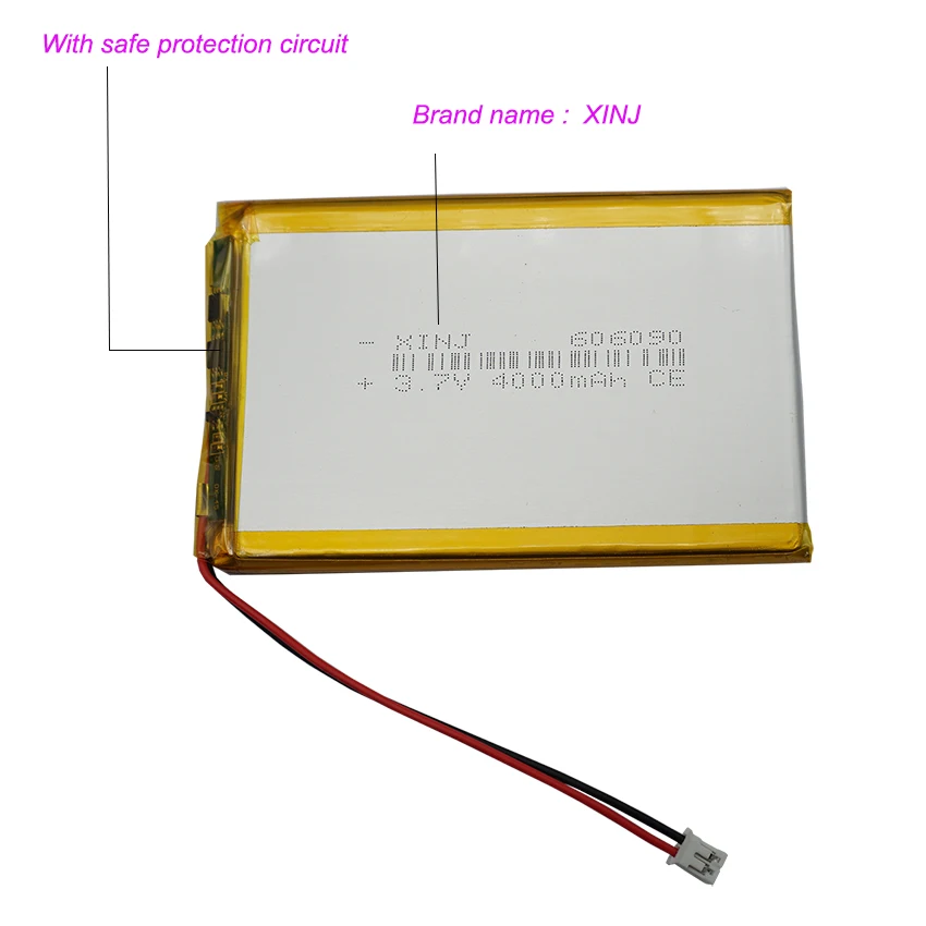 Image of 3,7 V 4000 mAh 14,8 Wh Li-Polymer-Li-Akku 606090 mit JST-PH 2.0 für Tastatur Keychron K2 GPS Dashcam