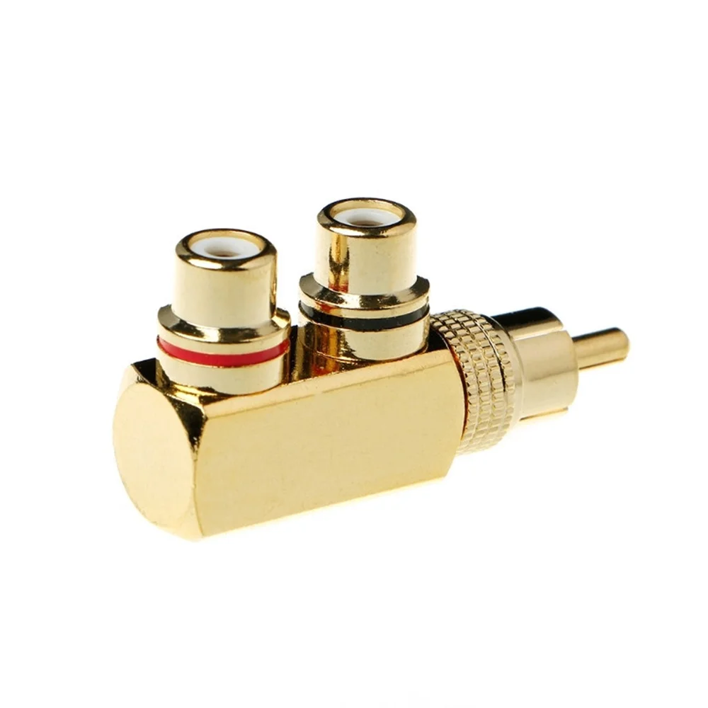 Musical Sound 1/6/12/30Pcs RCA Male to 2 RCA Female AV Splitter Adapter Gold Plated Connector Right Angle RCA Splitter Adapter