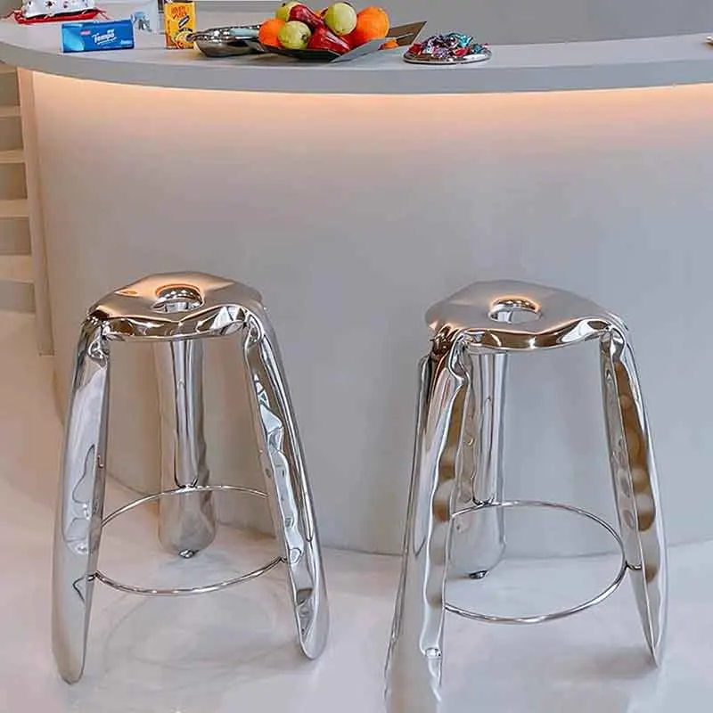 Luxury Furniture, Stainless Steel Stool, Creative Balloon Stool, Metal Bar Stool, Inflatable Round Stool, Leisure Seat,Bar Chair