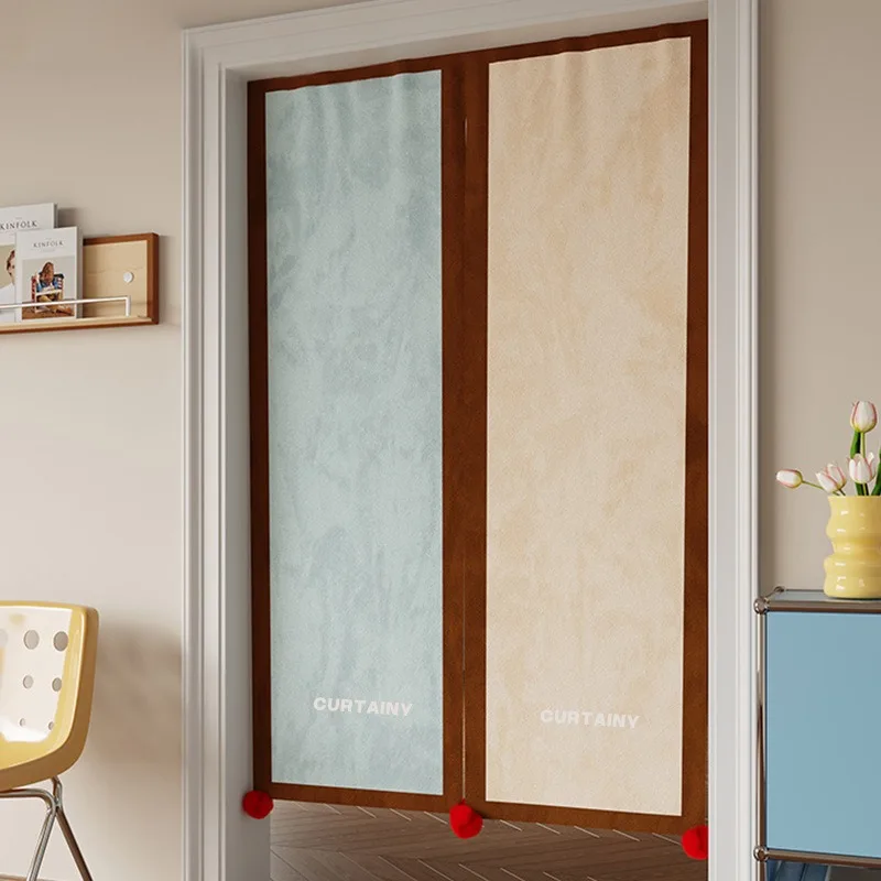 Korean Splicing Short Curtain, No Drill Bedroom Kitchen Divider Curtain