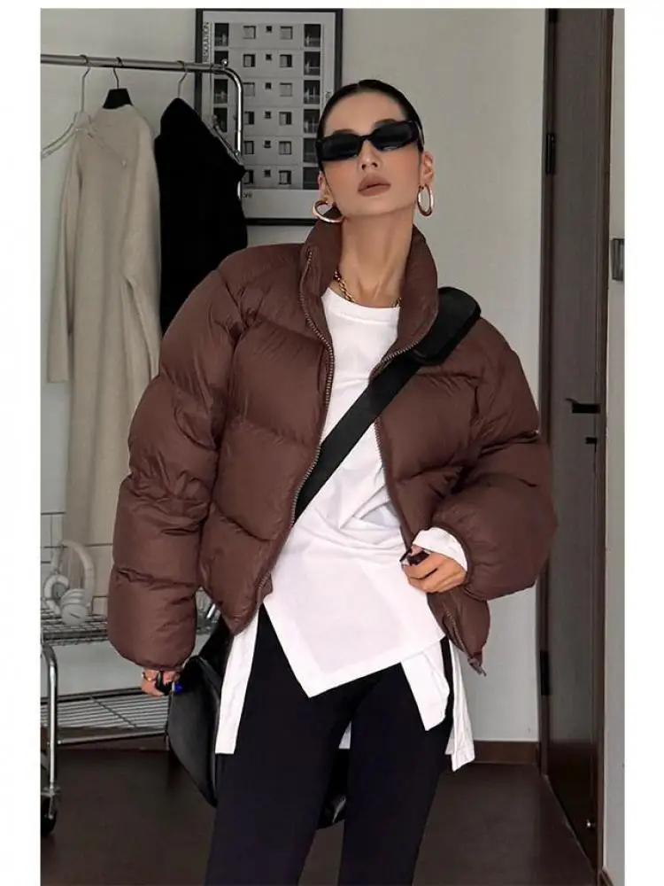 Yedinas American Retro Streetwear Parkas Women Autumn Winter Coat Female Zipper Up Jacket Outerwears Women\'s Down Jacket Y2k