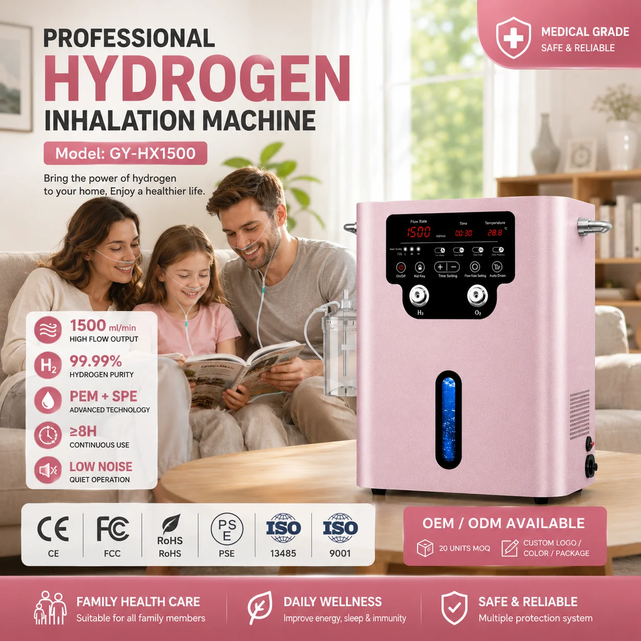 Suyzeko OEM Portable H2 Therapy Hydrogen Breathing Hydrogen Inhalation Machine For Home Use Relaxation Energy Support