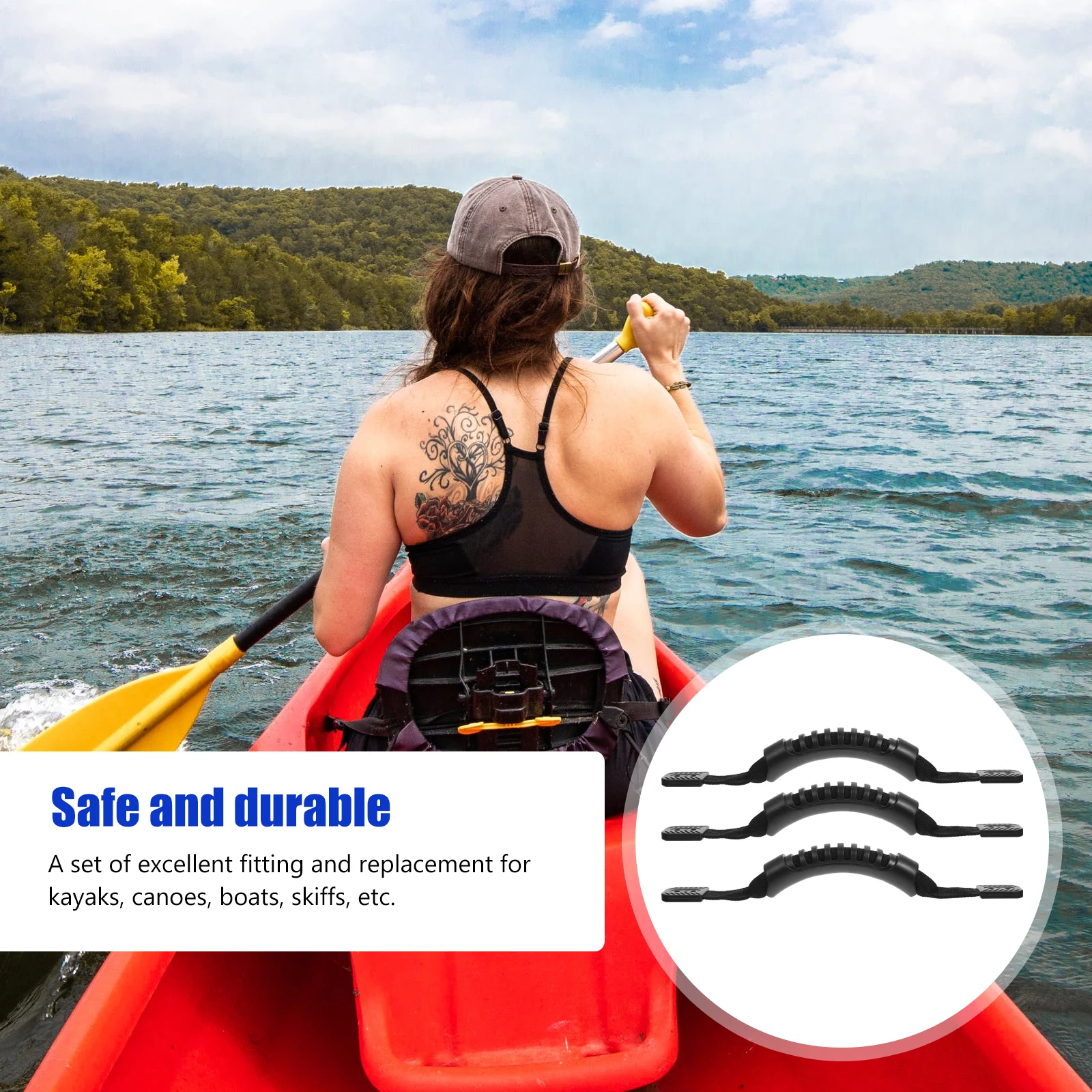 

3Pcs Kayak Plastic Pull Handles Black Replacement Carry Handle Durable Pulling Handle for Boat Canoe Accessories