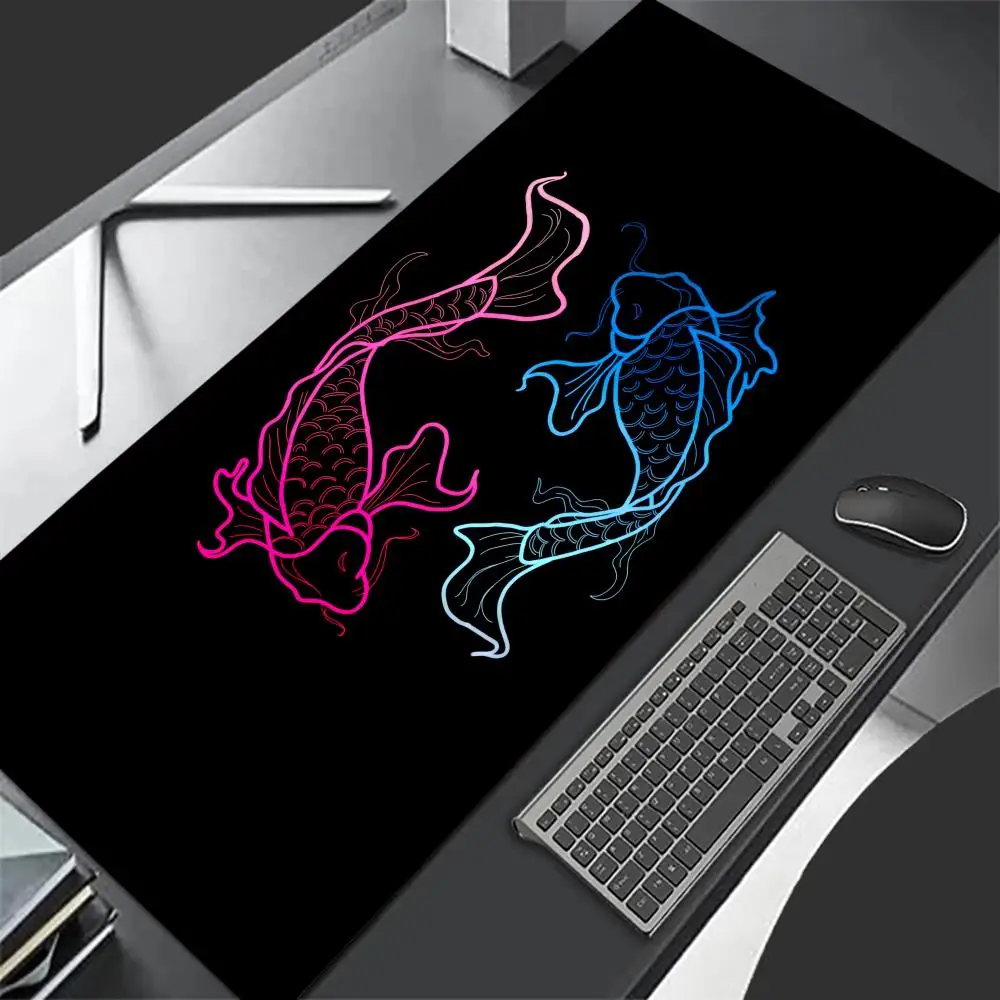 

Colorful Koi Mouse Pad Large Computer Office Game Table Mat XXL Rubber Anti-slip Stitched Edges Keyboard Mats Washable Desk Pads